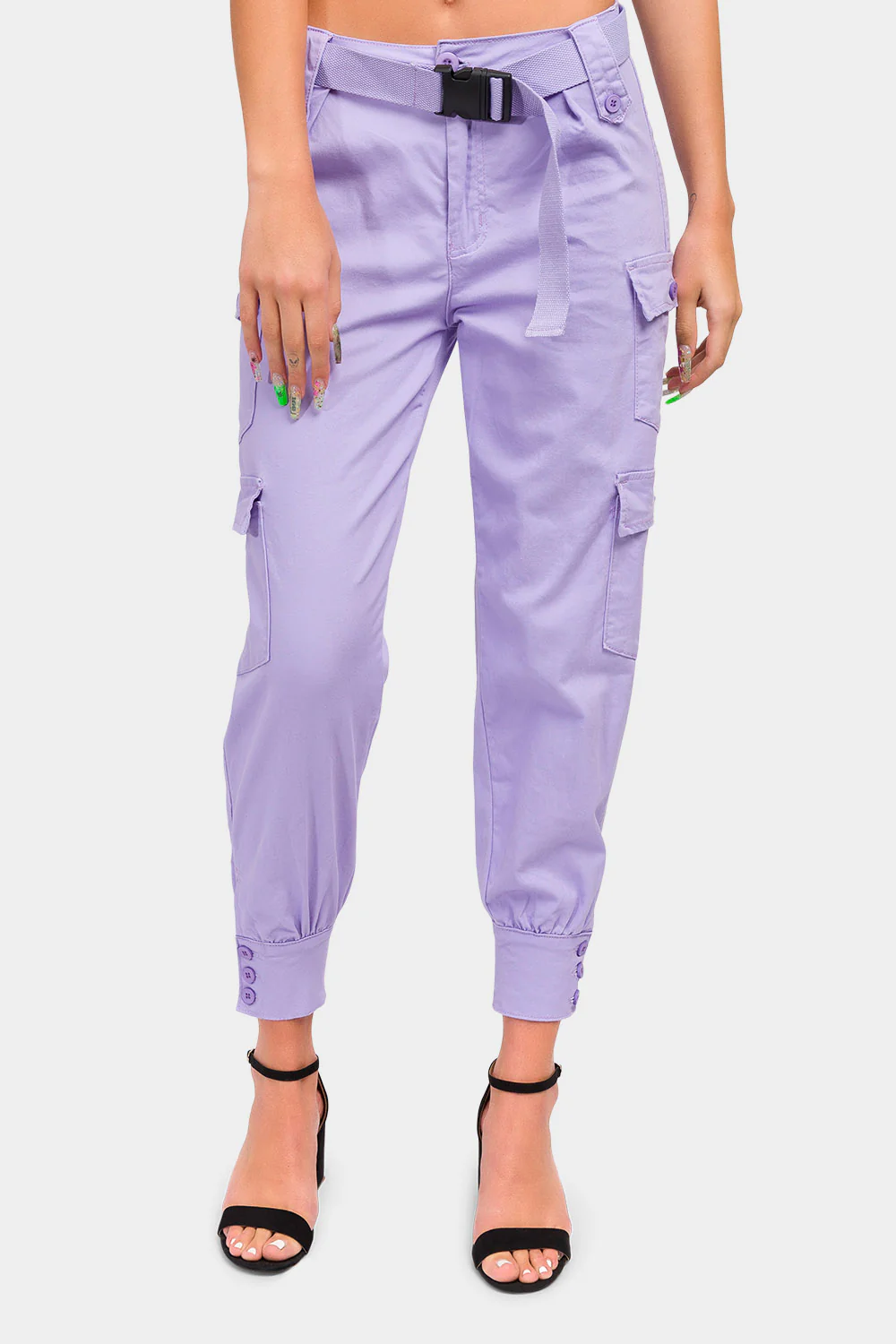 High Waist Cargo Pants with Belt - Image 6