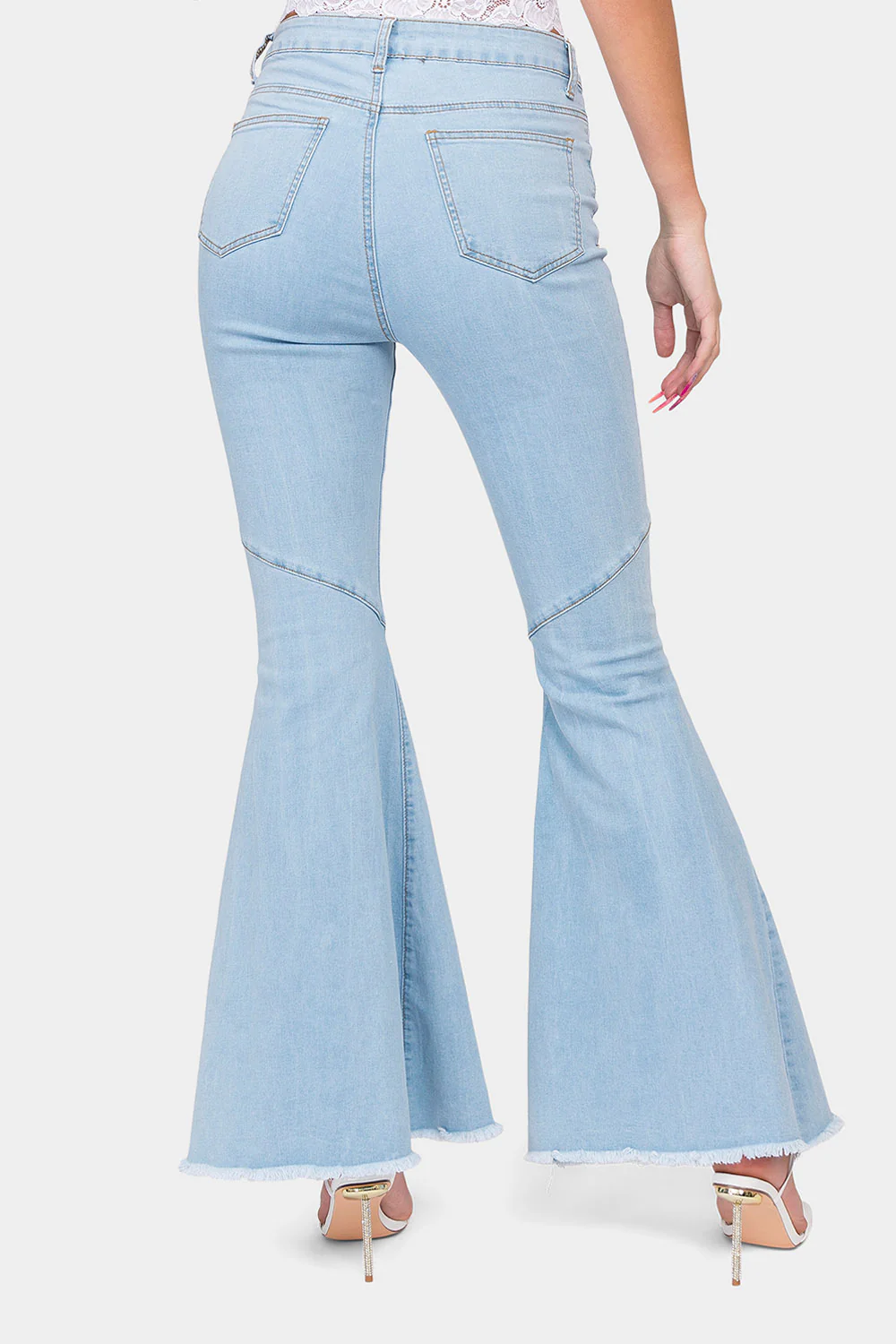 High Waist Front Slit Flare Jeans - Image 8