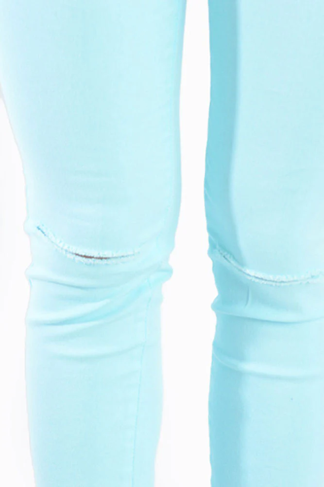 High Waisted Colored Ripped Skinny Pants - Image 12