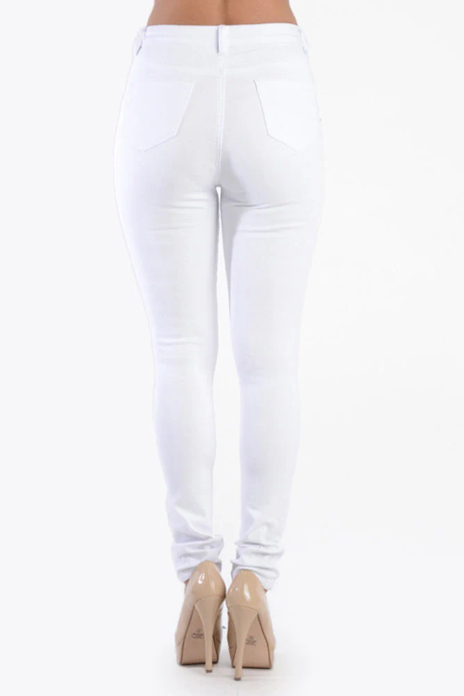 High Waisted Colored Ripped Skinny Pants - Image 20