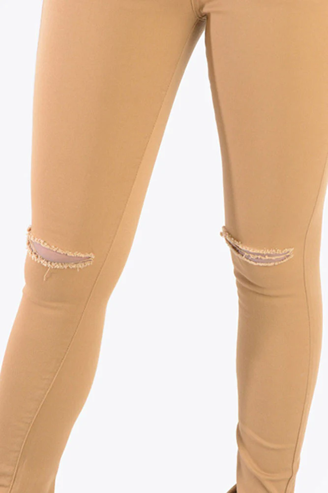 High Waisted Colored Ripped Skinny Pants - Image 9