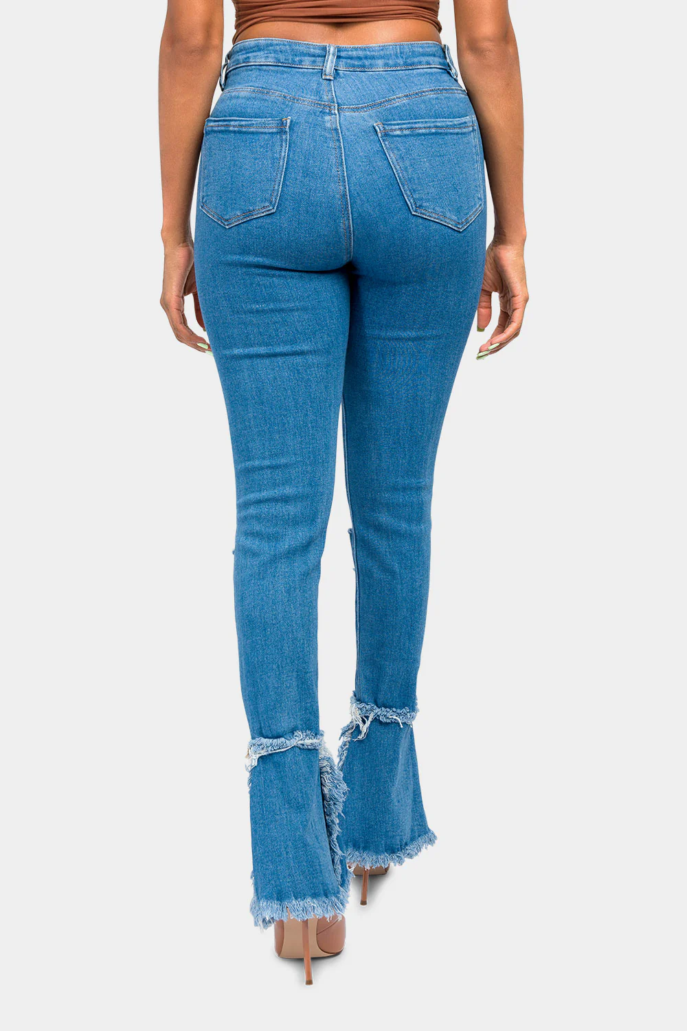 High Waisted Distressed Bootcut Jeans - Image 3