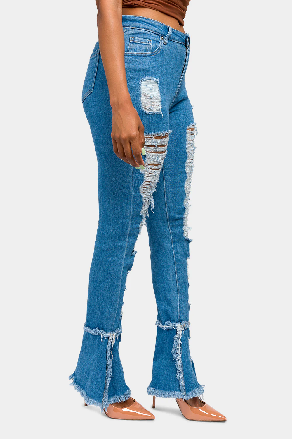 High Waisted Distressed Bootcut Jeans - Image 4