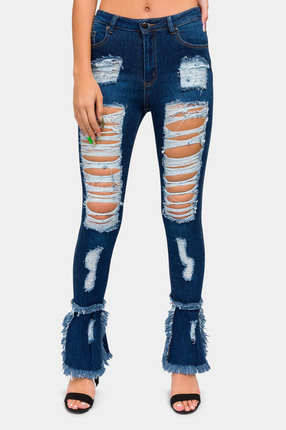 High Waisted Distressed Bootcut Jeans - Image 6