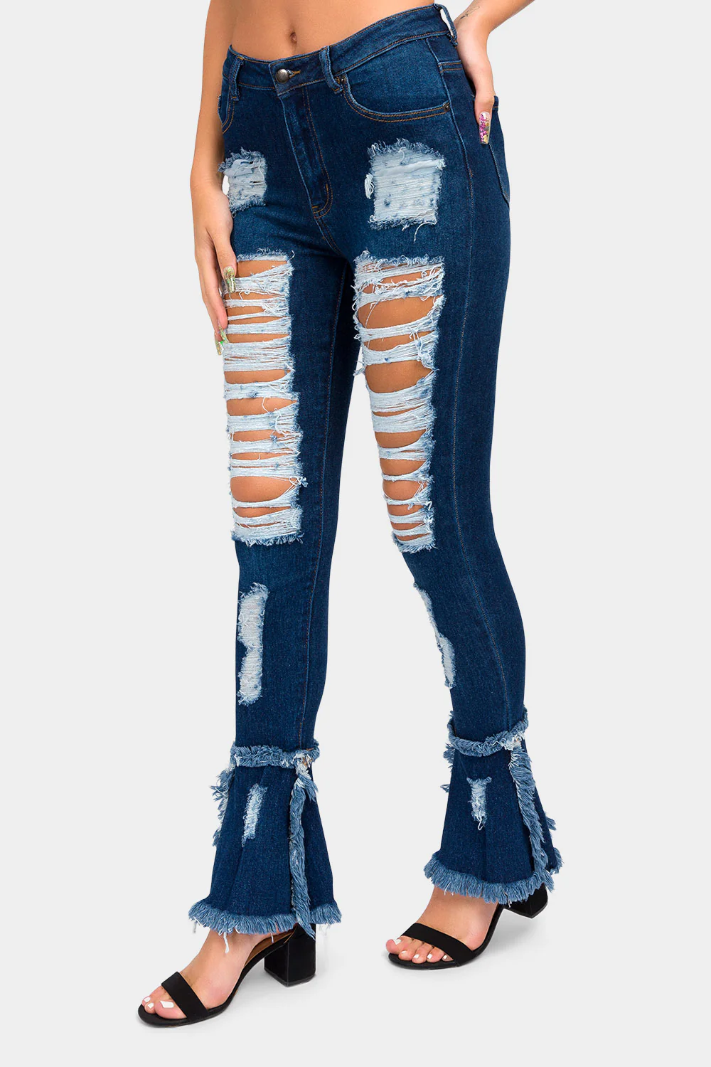 High Waisted Distressed Bootcut Jeans - Image 7