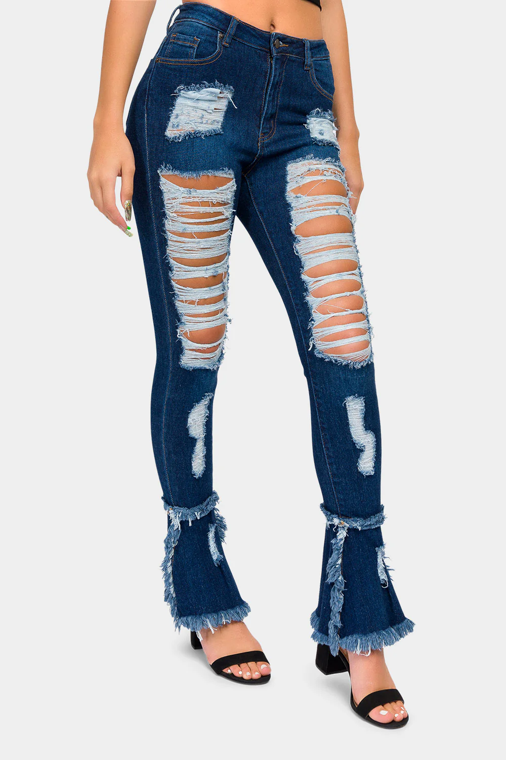 High Waisted Distressed Bootcut Jeans - Image 9