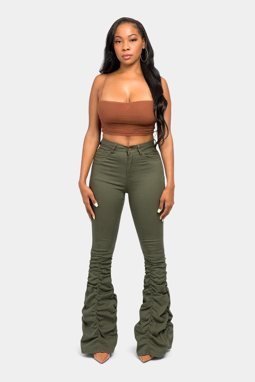 High Waisted Shirred Jeans - Image 20