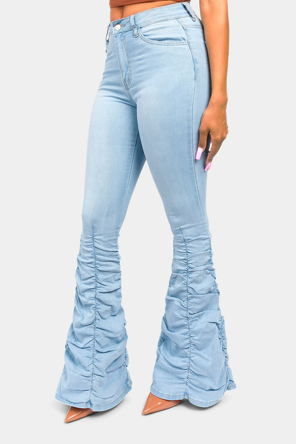 High Waisted Shirred Jeans - Image 22