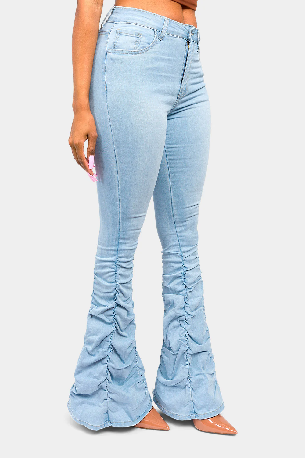 High Waisted Shirred Jeans - Image 24