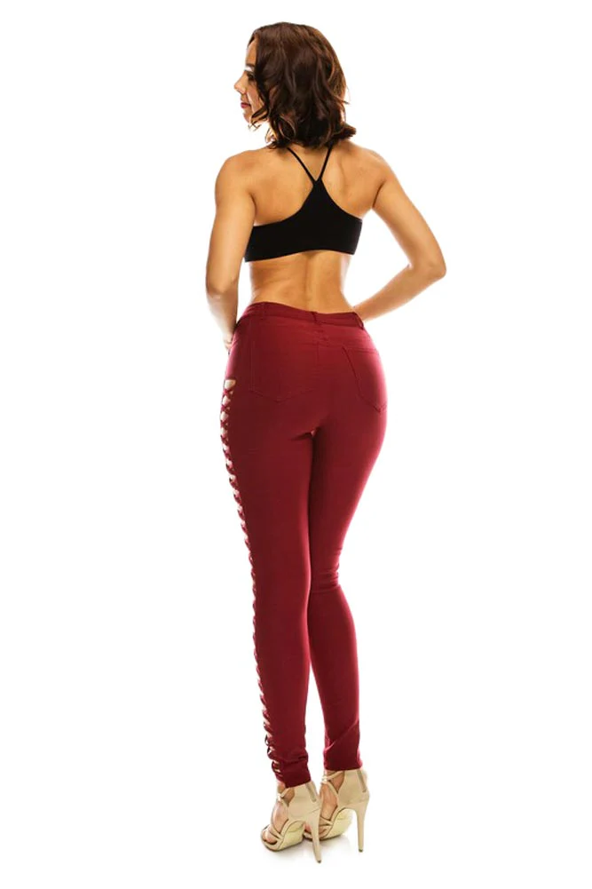 High Waisted Super Stretch X Cut-Out Skinny Pants - Image 11