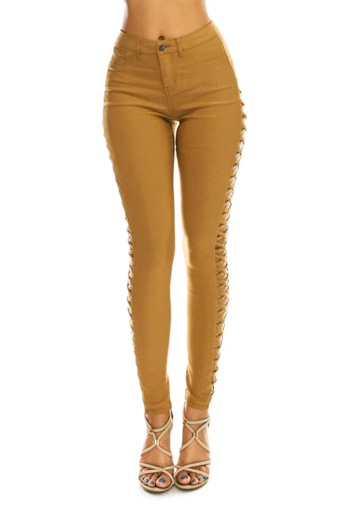 High Waisted Super Stretch X Cut-Out Skinny Pants - Image 13