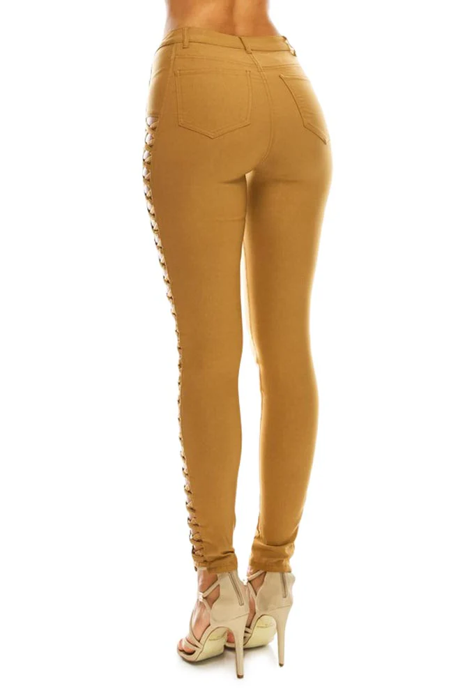 High Waisted Super Stretch X Cut-Out Skinny Pants - Image 15