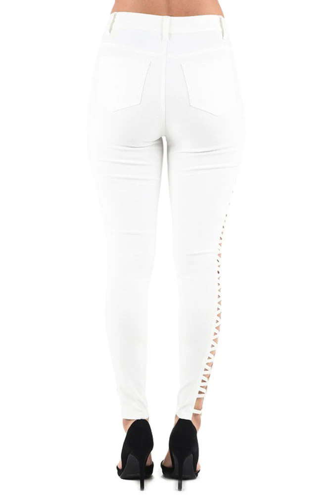 High Waisted Super Stretch X Cut-Out Skinny Pants - Image 7