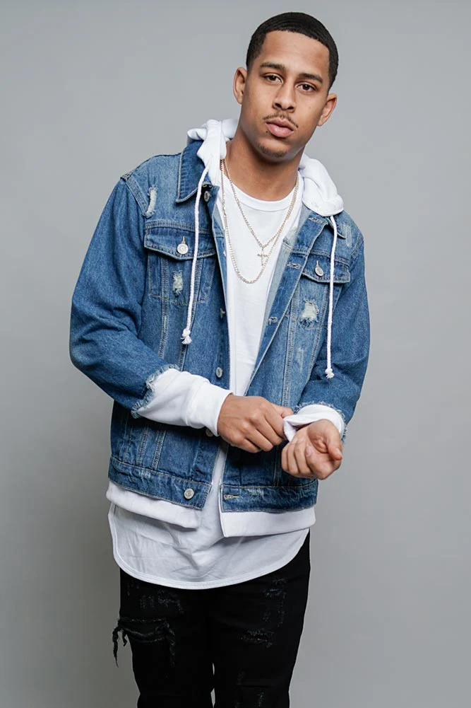 Layered Look Distressed Denim Jacket - Image 12