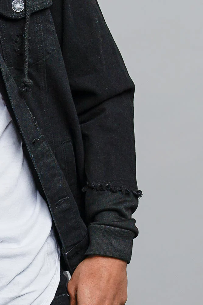 Layered Look Distressed Denim Jacket - Image 21