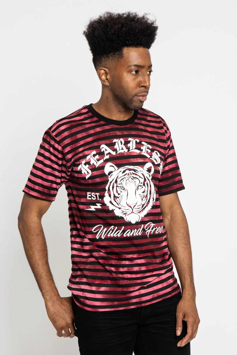 Horizontal Striped Fearless Tiger T-Shirt - Image 10