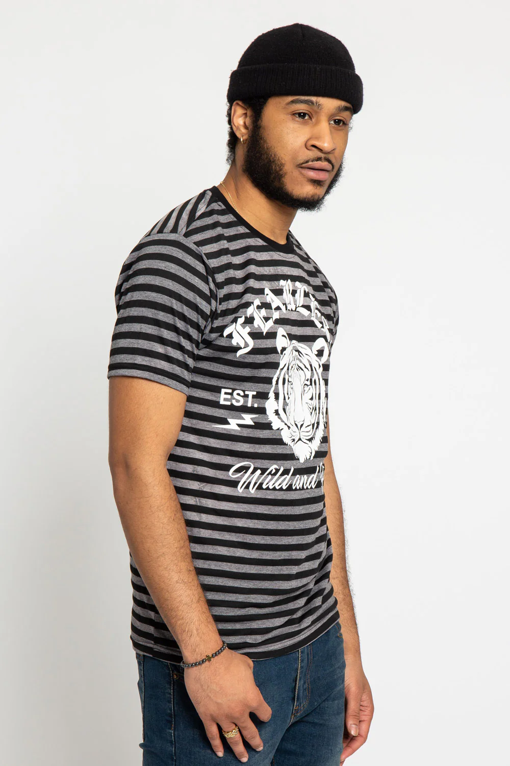Horizontal Striped Fearless Tiger T-Shirt - Image 5