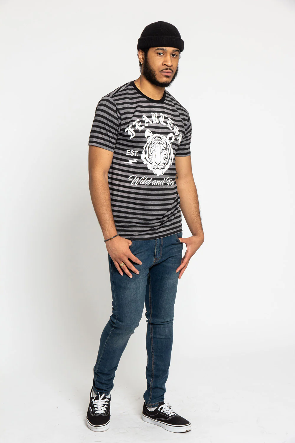Horizontal Striped Fearless Tiger T-Shirt - Image 6