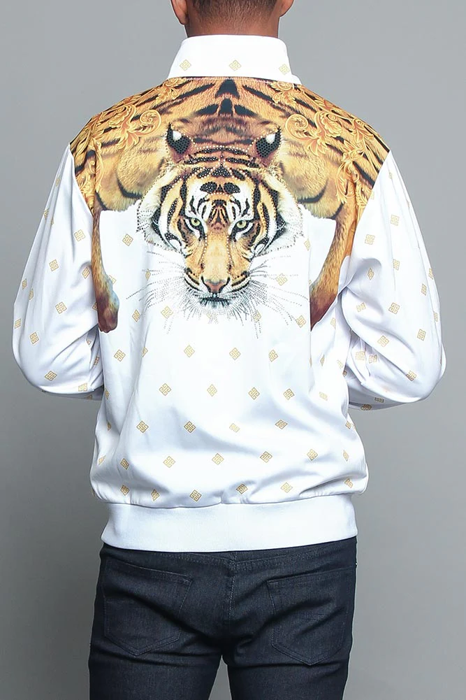 Jeweled Tiger King Zip Up Track Jacket - Image 3