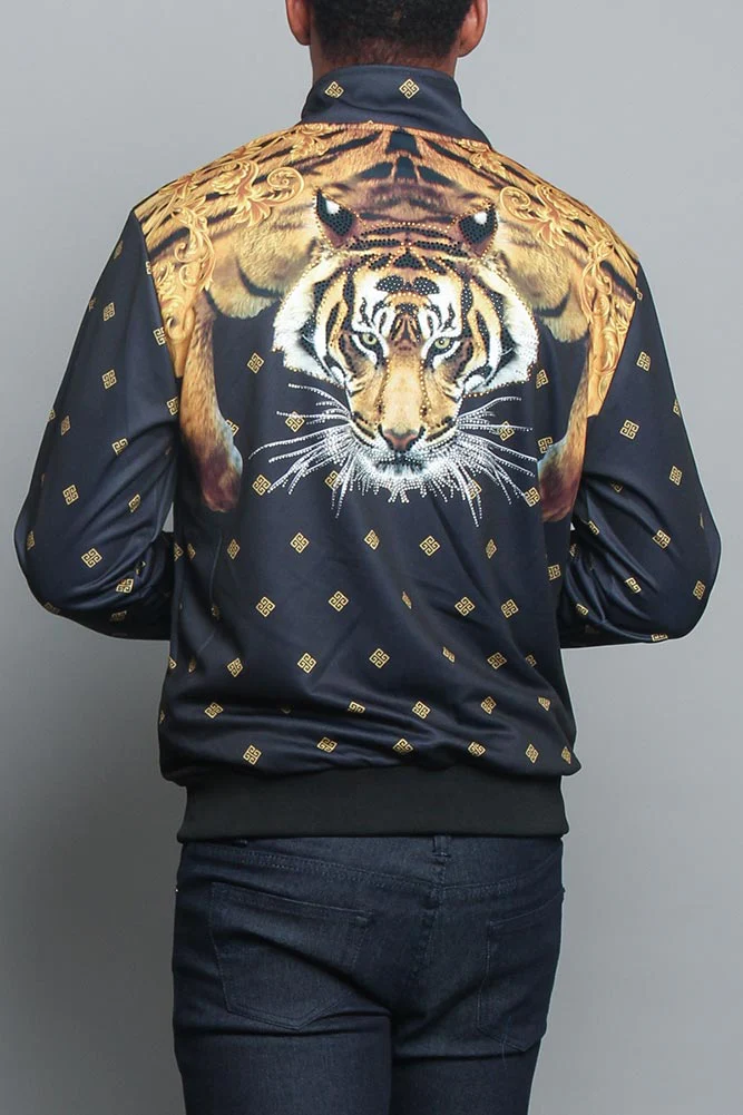 Jeweled Tiger King Zip Up Track Jacket - Image 8