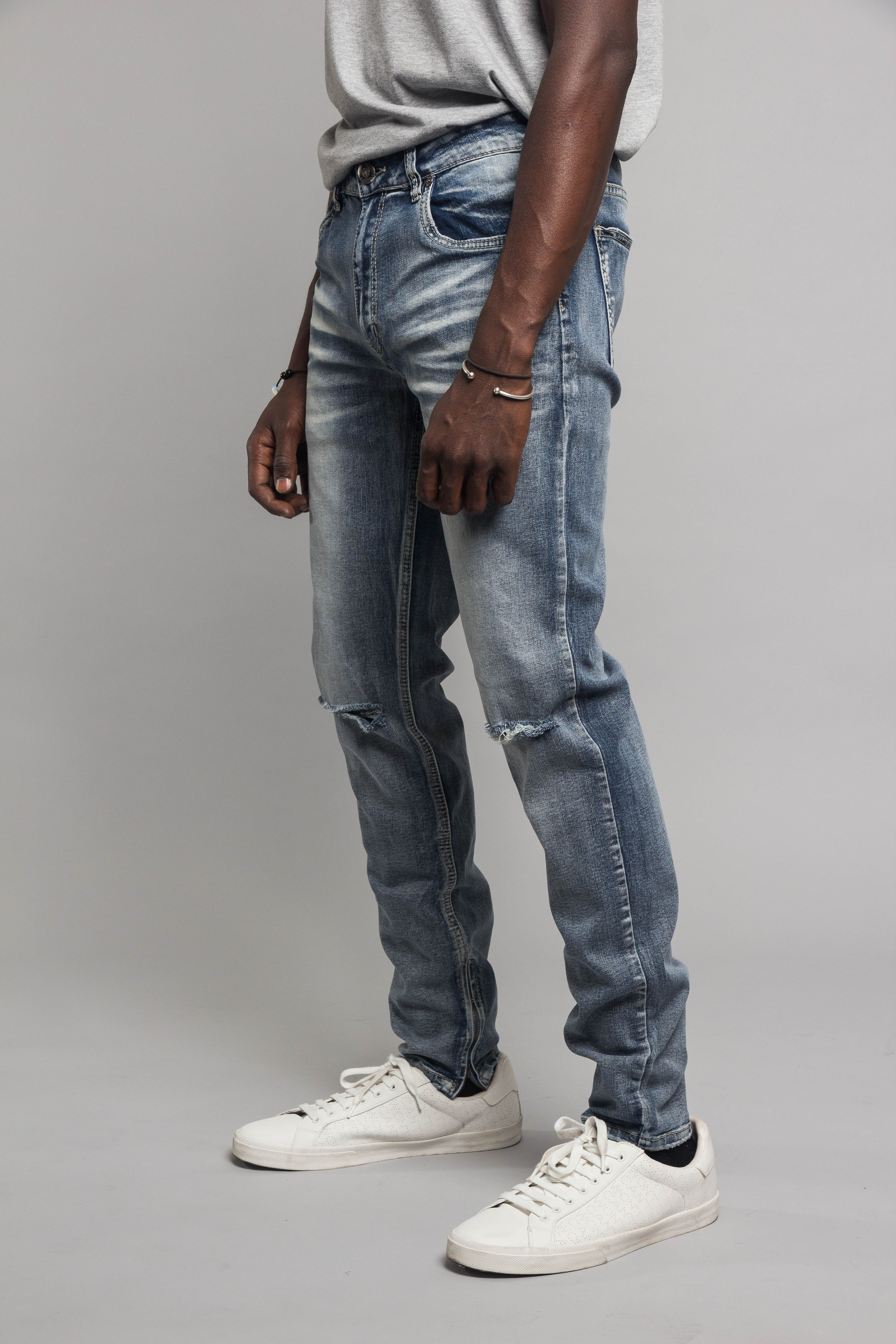 Knee Cut Denim Skinny Jeans - Image 14