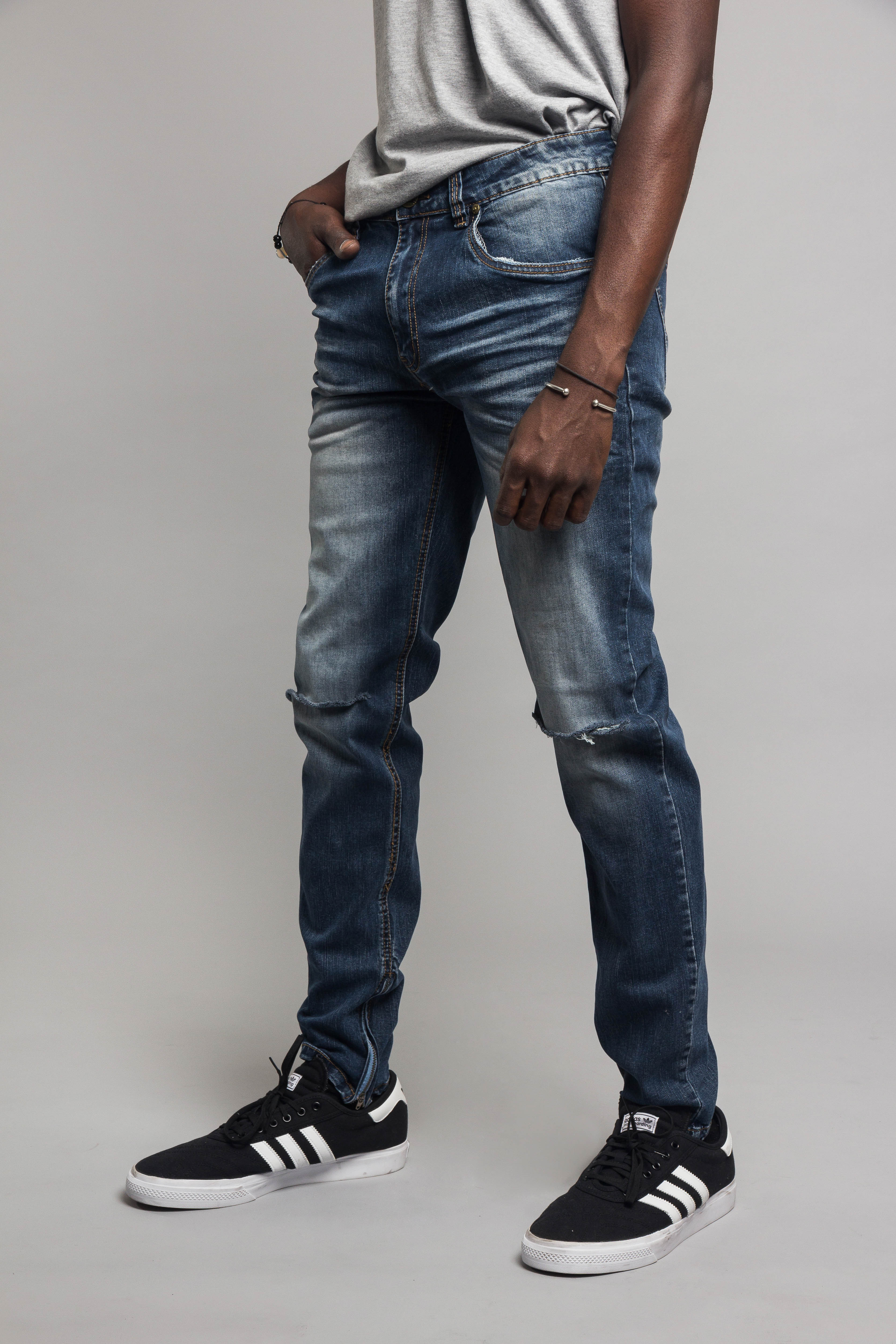 Knee Cut Denim Skinny Jeans - Image 2