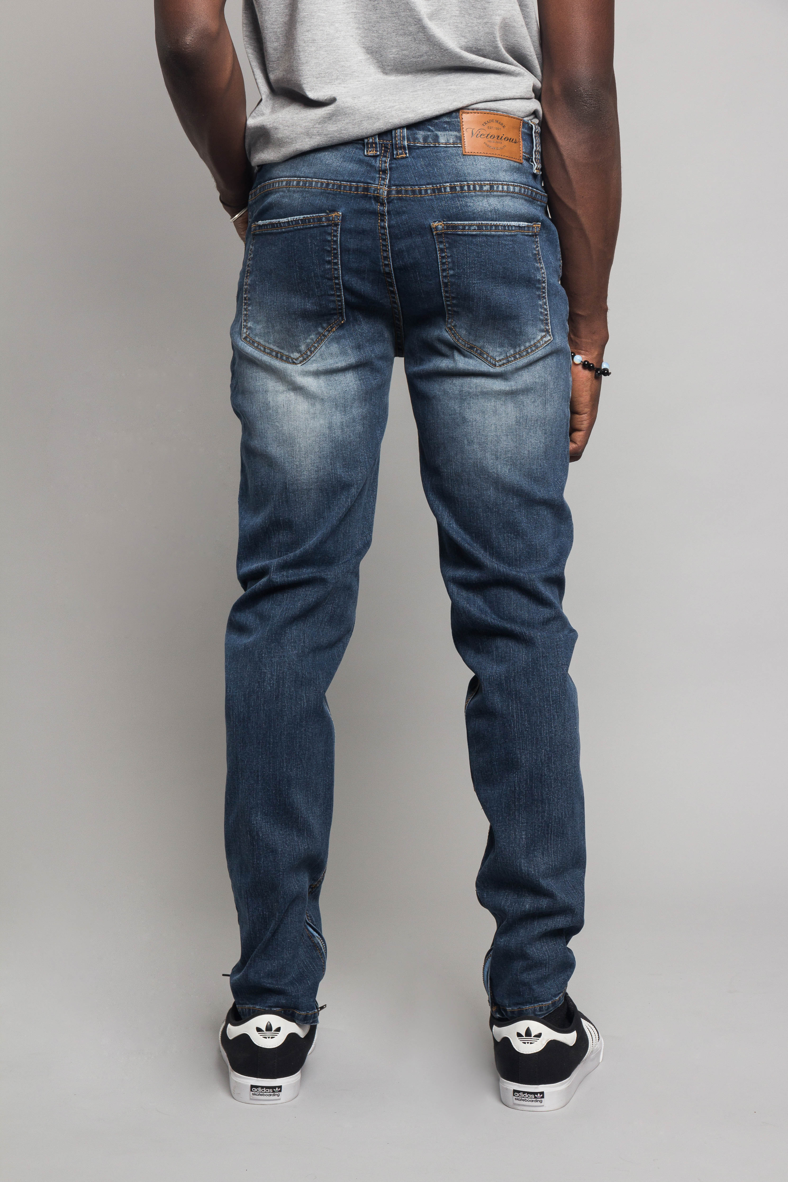 Knee Cut Denim Skinny Jeans - Image 3
