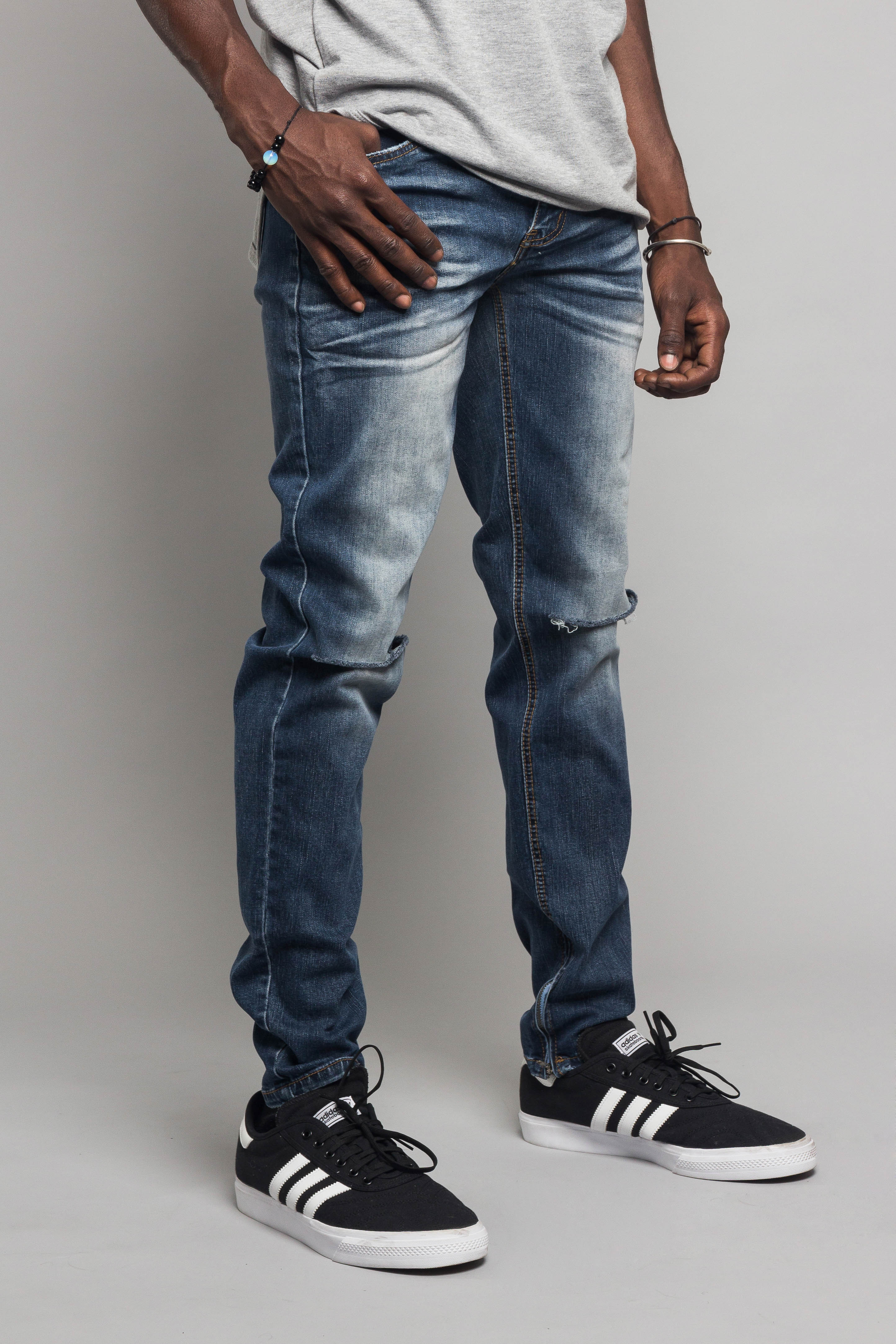 Knee Cut Denim Skinny Jeans - Image 4