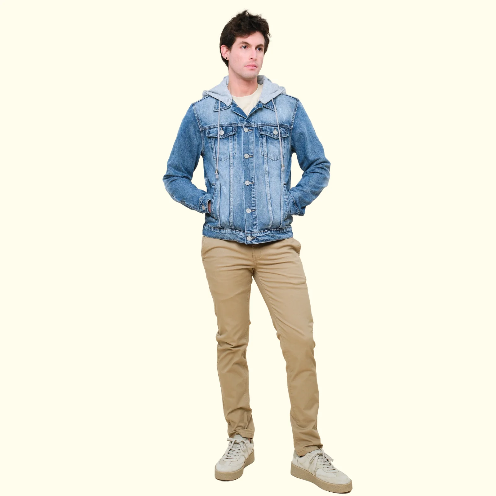 Layered Hooded Denim Jacket - Image 11