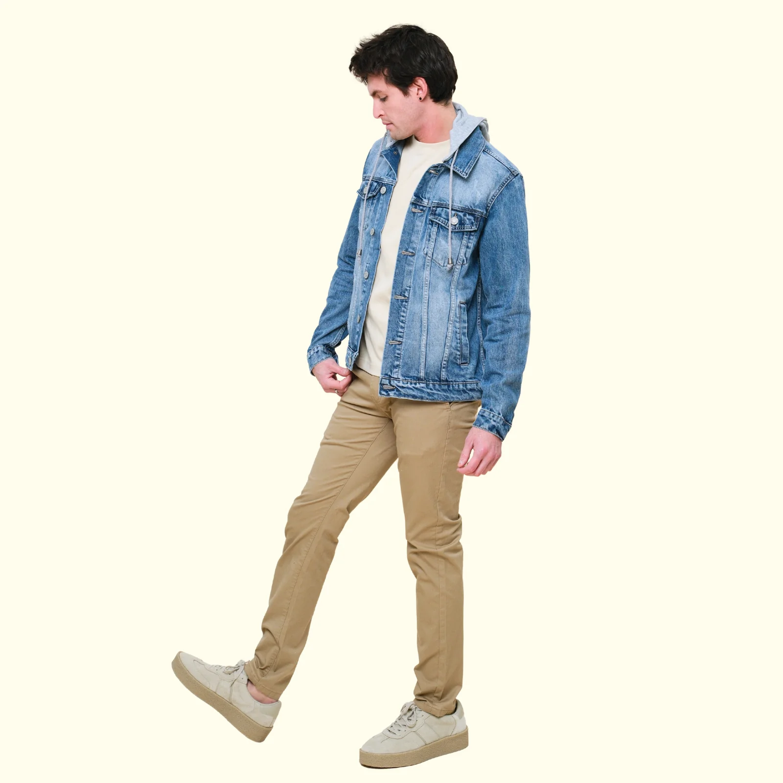 Layered Hooded Denim Jacket - Image 12