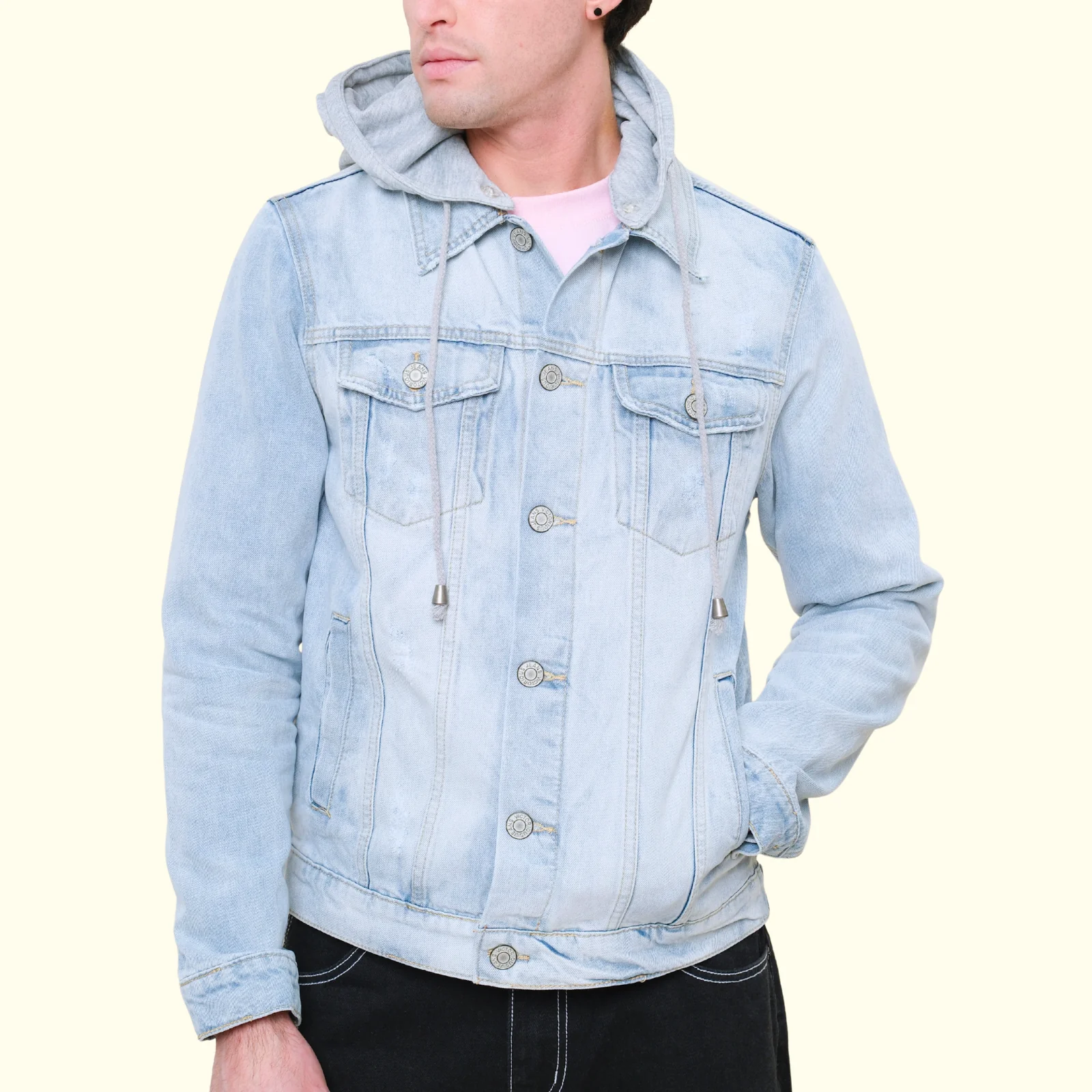 Layered Hooded Denim Jacket - Image 13