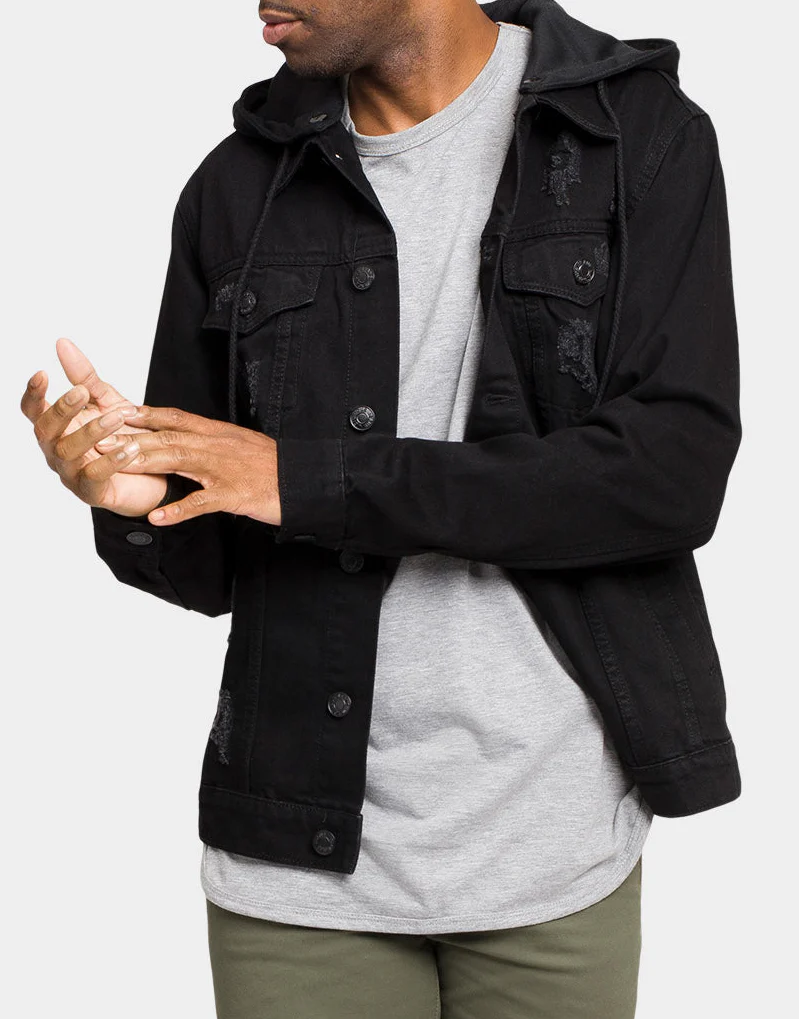 Layered Hooded Denim Jacket - Image 19