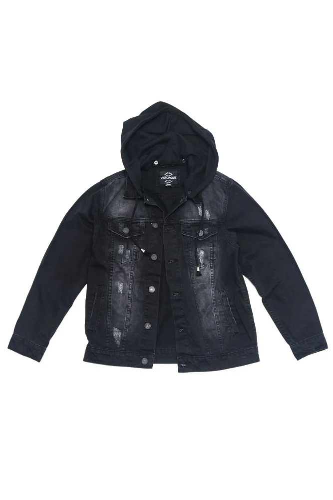 Layered Hooded Denim Jacket - Image 27