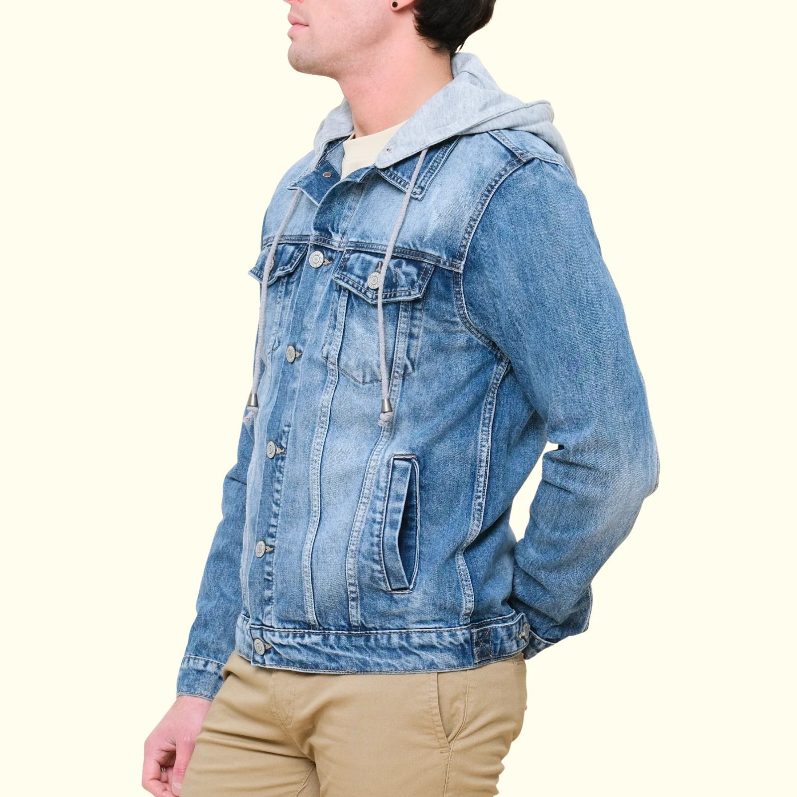 Layered Hooded Denim Jacket - Image 8