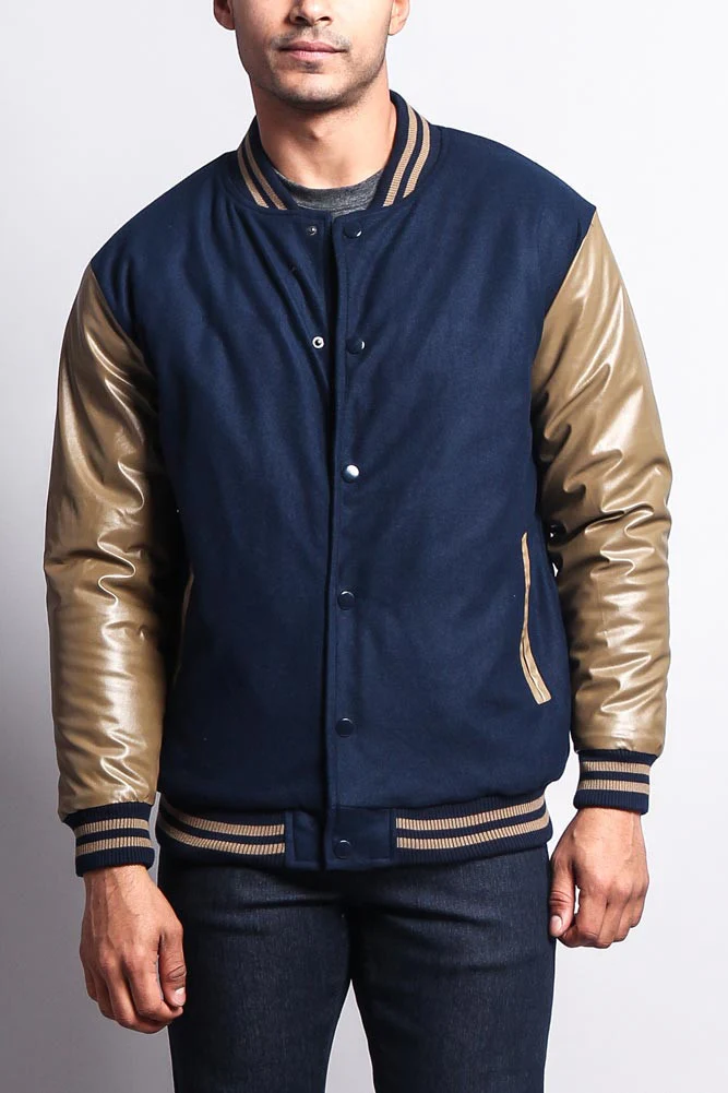 Men's Essential Letterman Varsity Jacket - Image 45