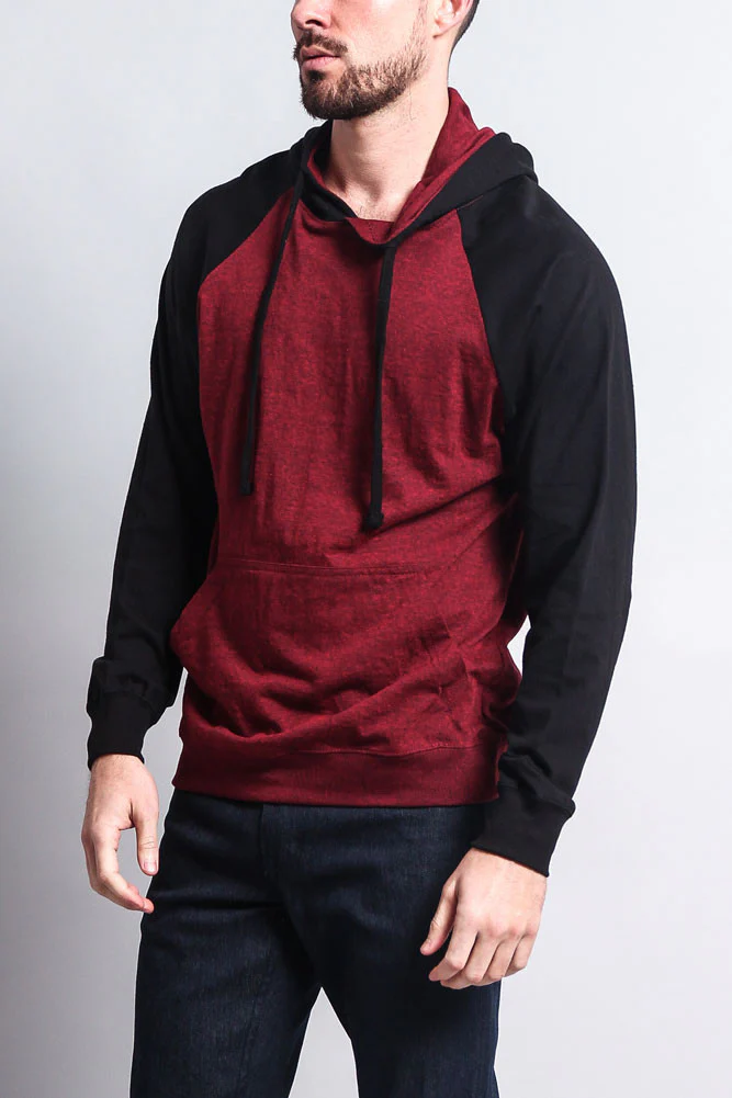 Lightweight Contrast Raglan Sleeve Pullover Hoodie - Image 10