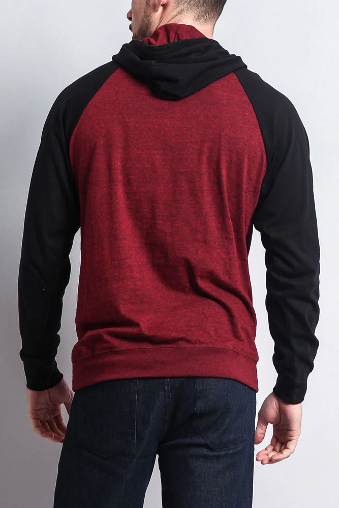 Lightweight Contrast Raglan Sleeve Pullover Hoodie - Image 11