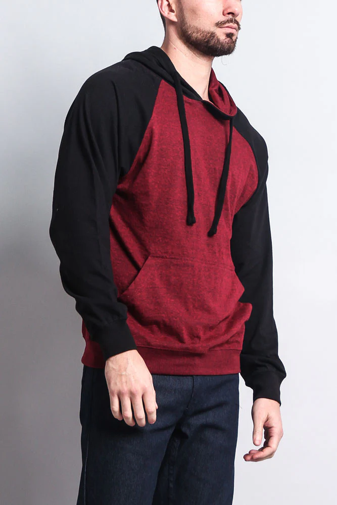 Lightweight Contrast Raglan Sleeve Pullover Hoodie - Image 12