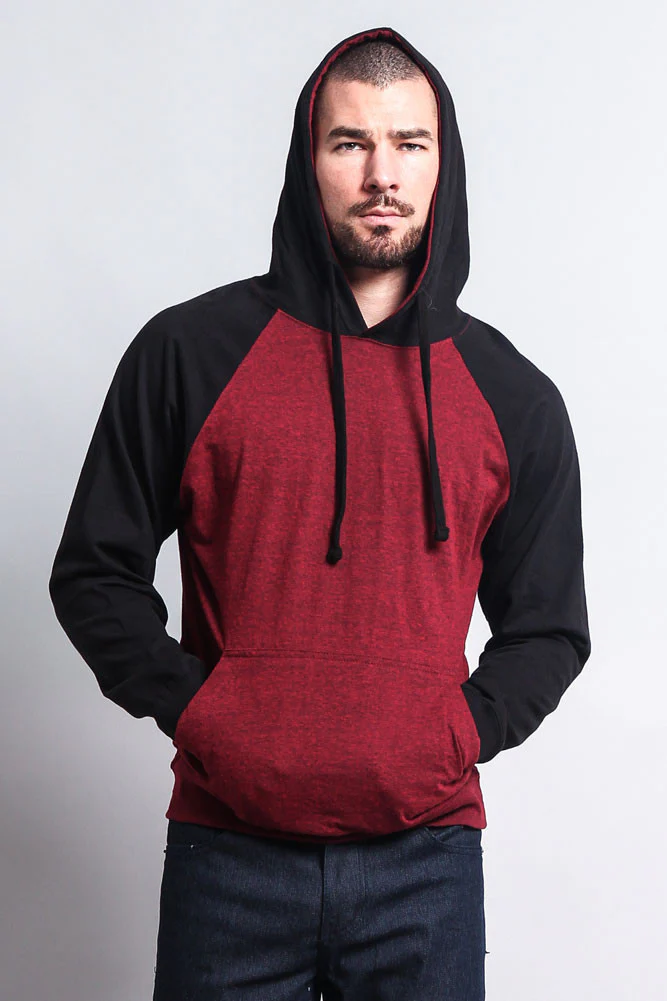 Lightweight Contrast Raglan Sleeve Pullover Hoodie - Image 13