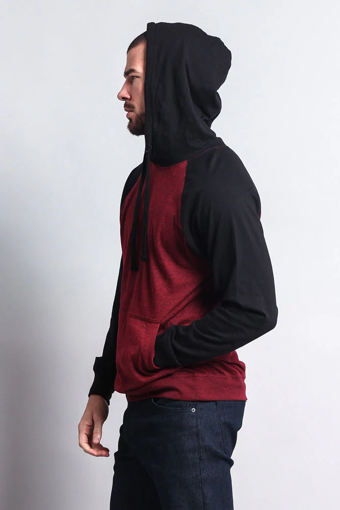 Lightweight Contrast Raglan Sleeve Pullover Hoodie - Image 14