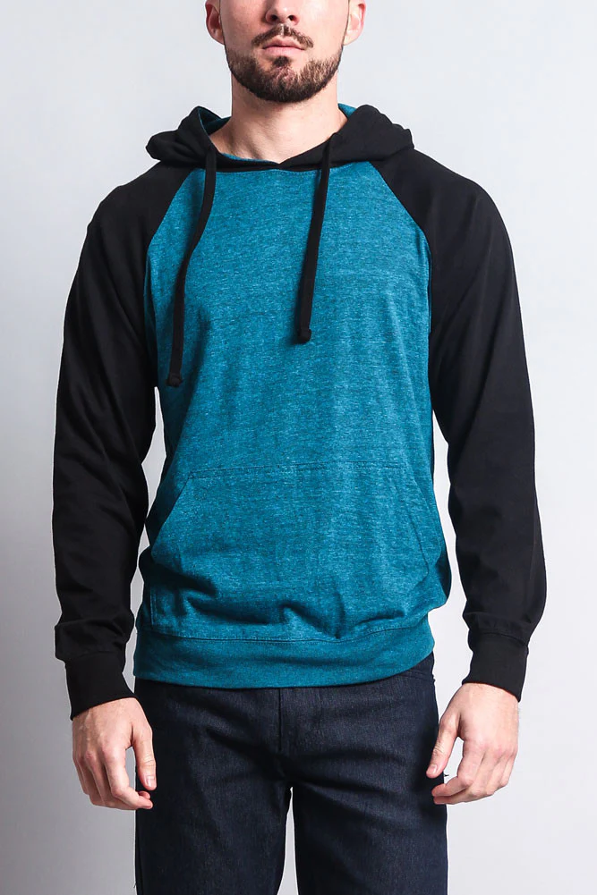 Lightweight Contrast Raglan Sleeve Pullover Hoodie - Image 16
