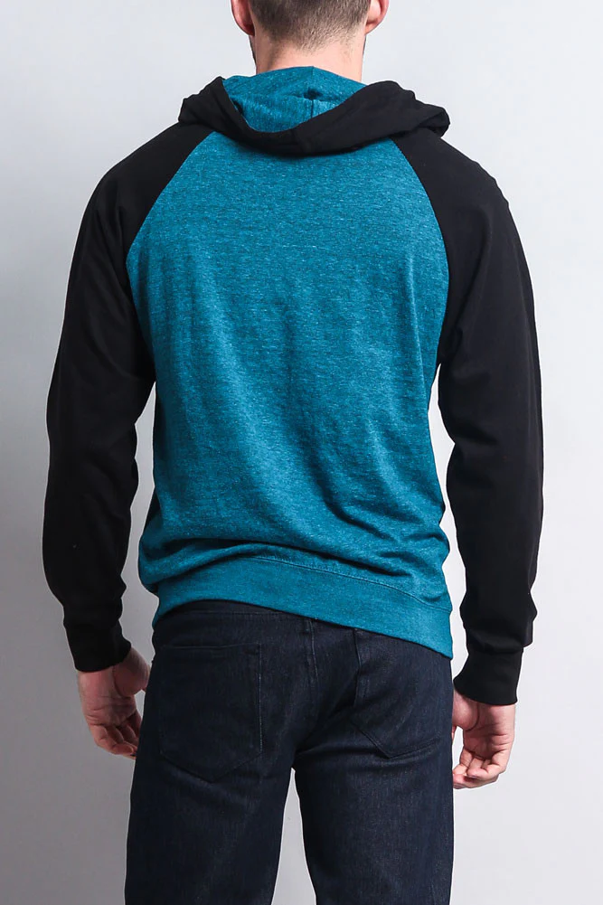 Lightweight Contrast Raglan Sleeve Pullover Hoodie - Image 18
