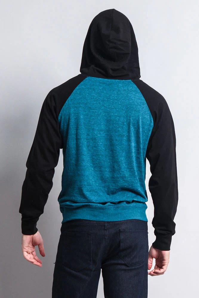 Lightweight Contrast Raglan Sleeve Pullover Hoodie - Image 22