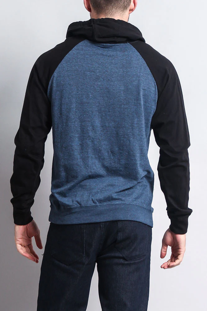 Lightweight Contrast Raglan Sleeve Pullover Hoodie - Image 25