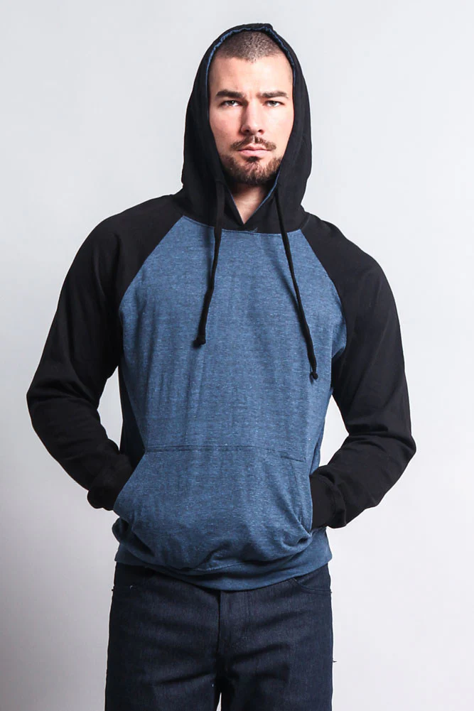 Lightweight Contrast Raglan Sleeve Pullover Hoodie - Image 27