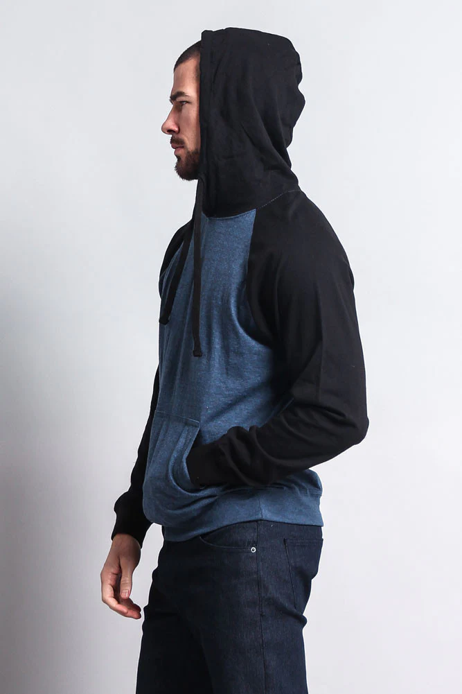 Lightweight Contrast Raglan Sleeve Pullover Hoodie - Image 28