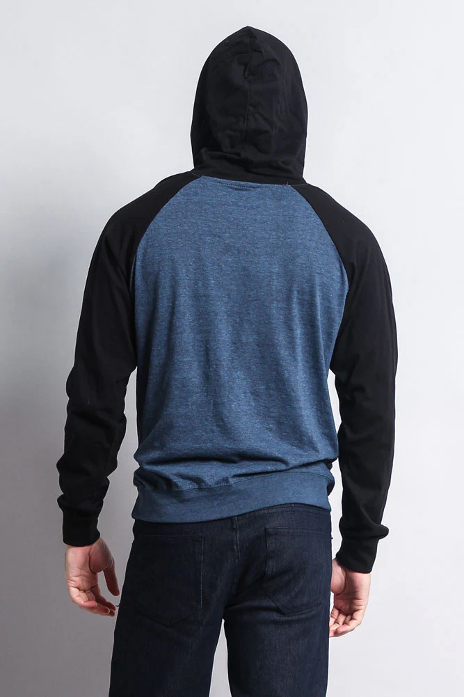 Lightweight Contrast Raglan Sleeve Pullover Hoodie - Image 29