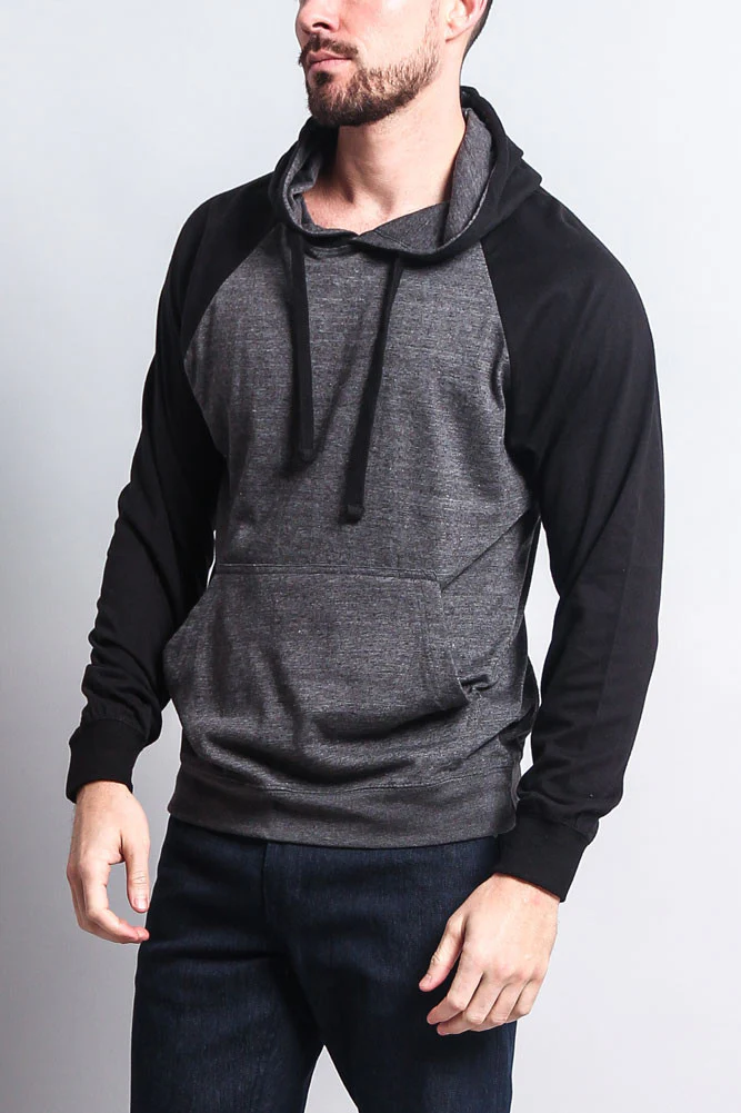 Lightweight Contrast Raglan Sleeve Pullover Hoodie - Image 3