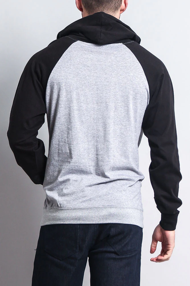 Lightweight Contrast Raglan Sleeve Pullover Hoodie - Image 31