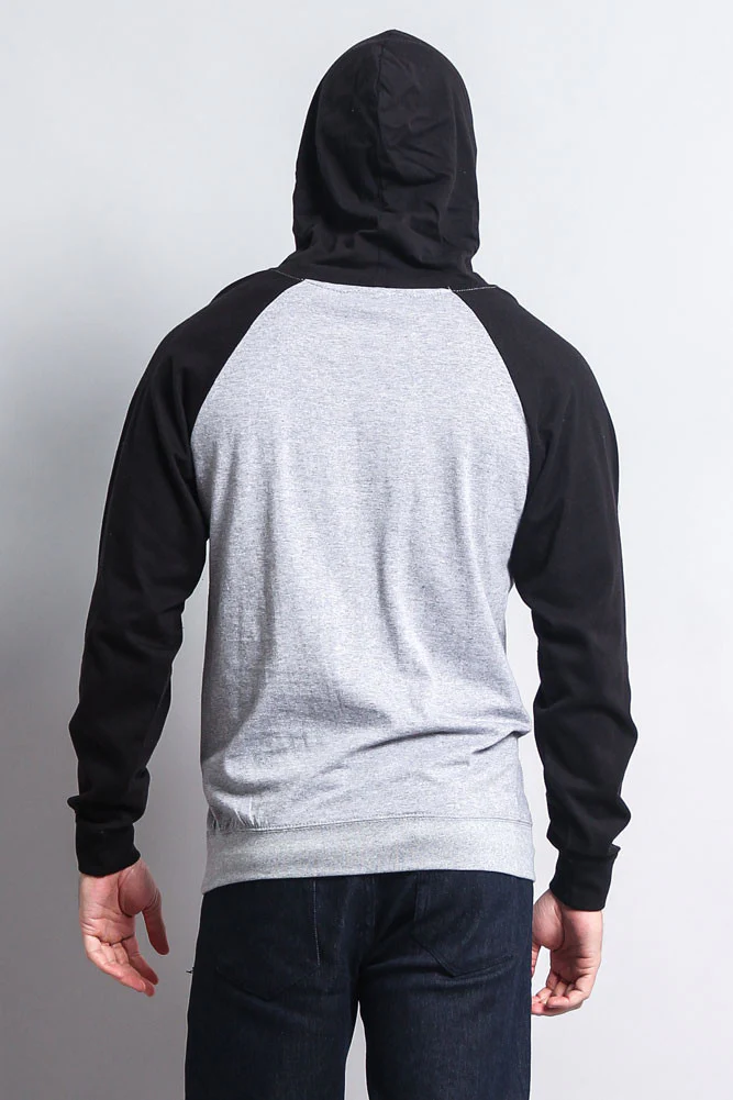 Lightweight Contrast Raglan Sleeve Pullover Hoodie - Image 35